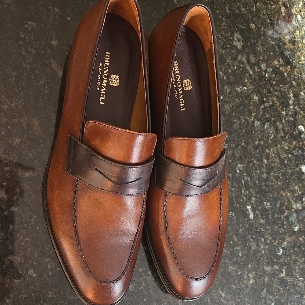 Bruno Magli Men's Rich Brown Leather Slip-Ons